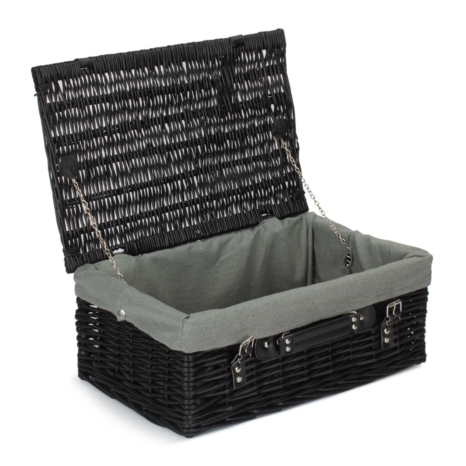 18 Inch Black Willow Hamper with Grey Sage Lining - REGN
