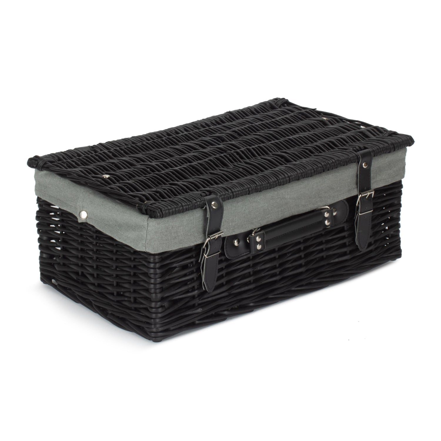 18 Inch Black Willow Hamper with Grey Sage Lining - REGN