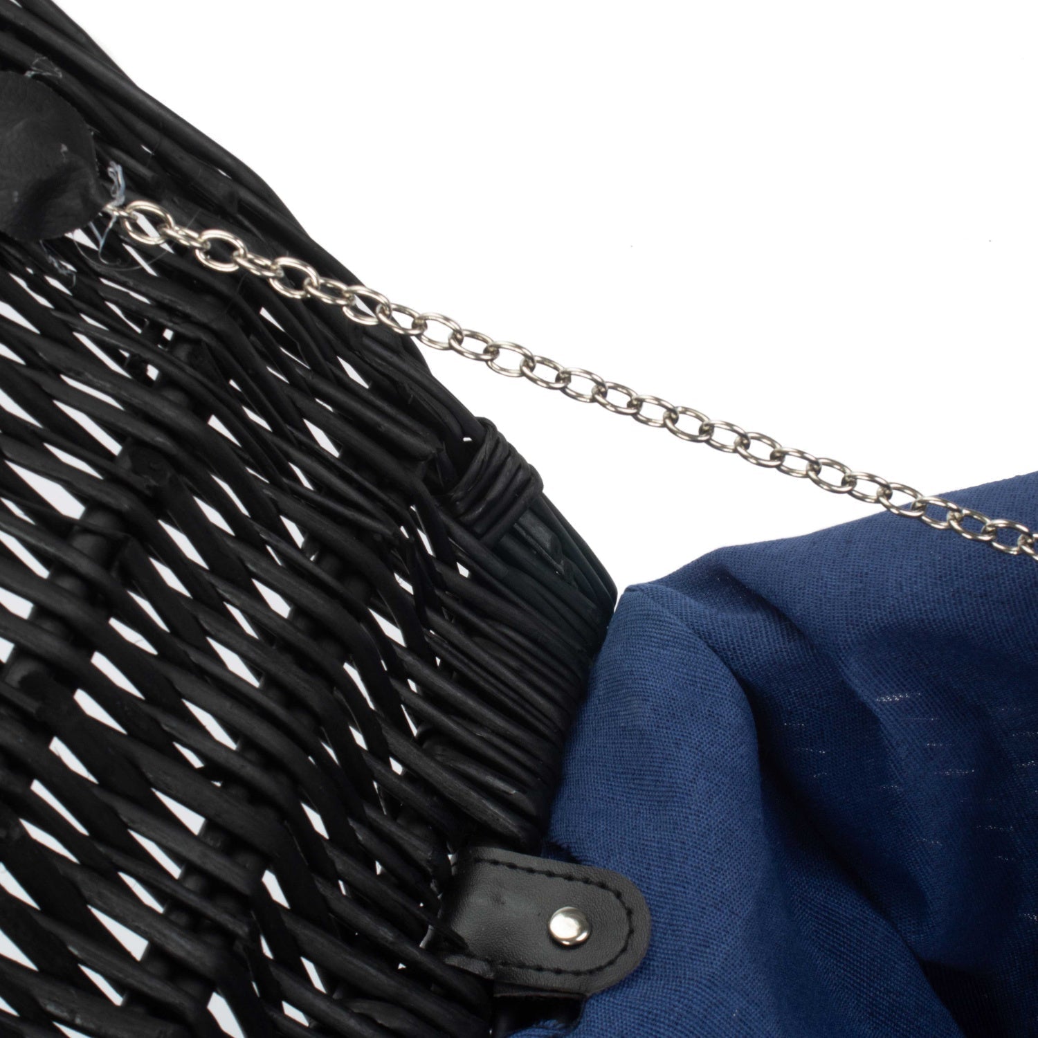 18 Inch Black Willow Hamper with Navy Blue Lining - REGN