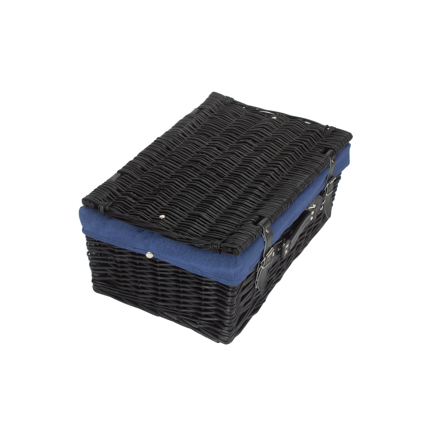 18 Inch Black Willow Hamper with Navy Blue Lining - REGN