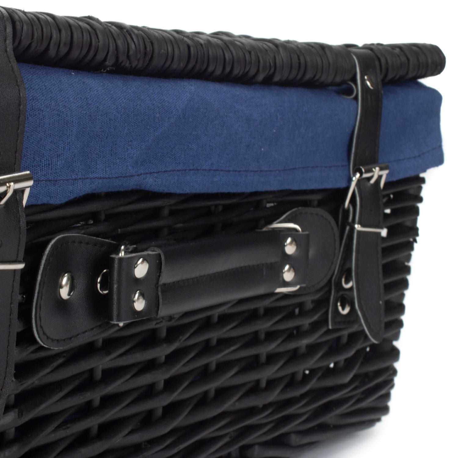18 Inch Black Willow Hamper with Navy Blue Lining - REGN