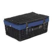 18 Inch Black Willow Hamper with Navy Blue Lining - REGN
