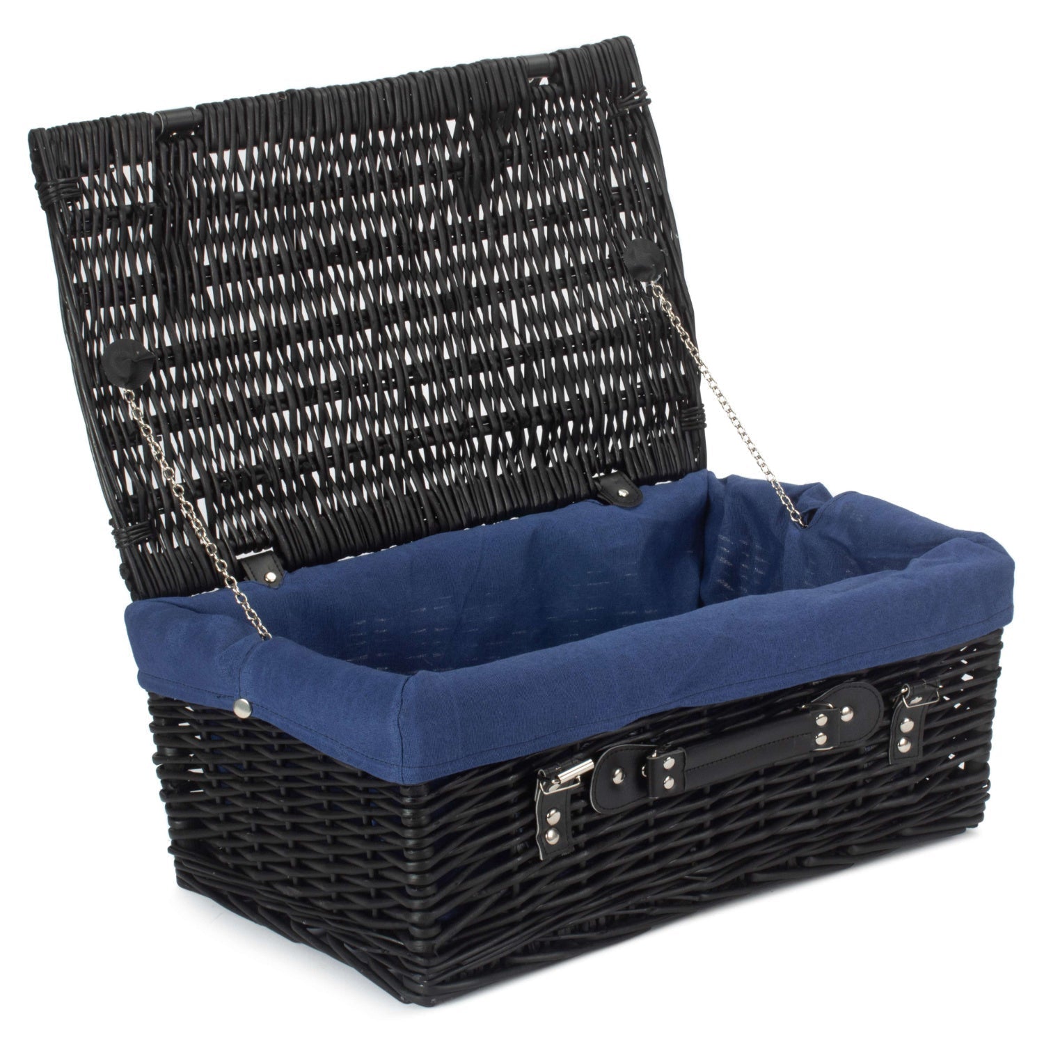 18 Inch Black Willow Hamper with Navy Blue Lining - REGN