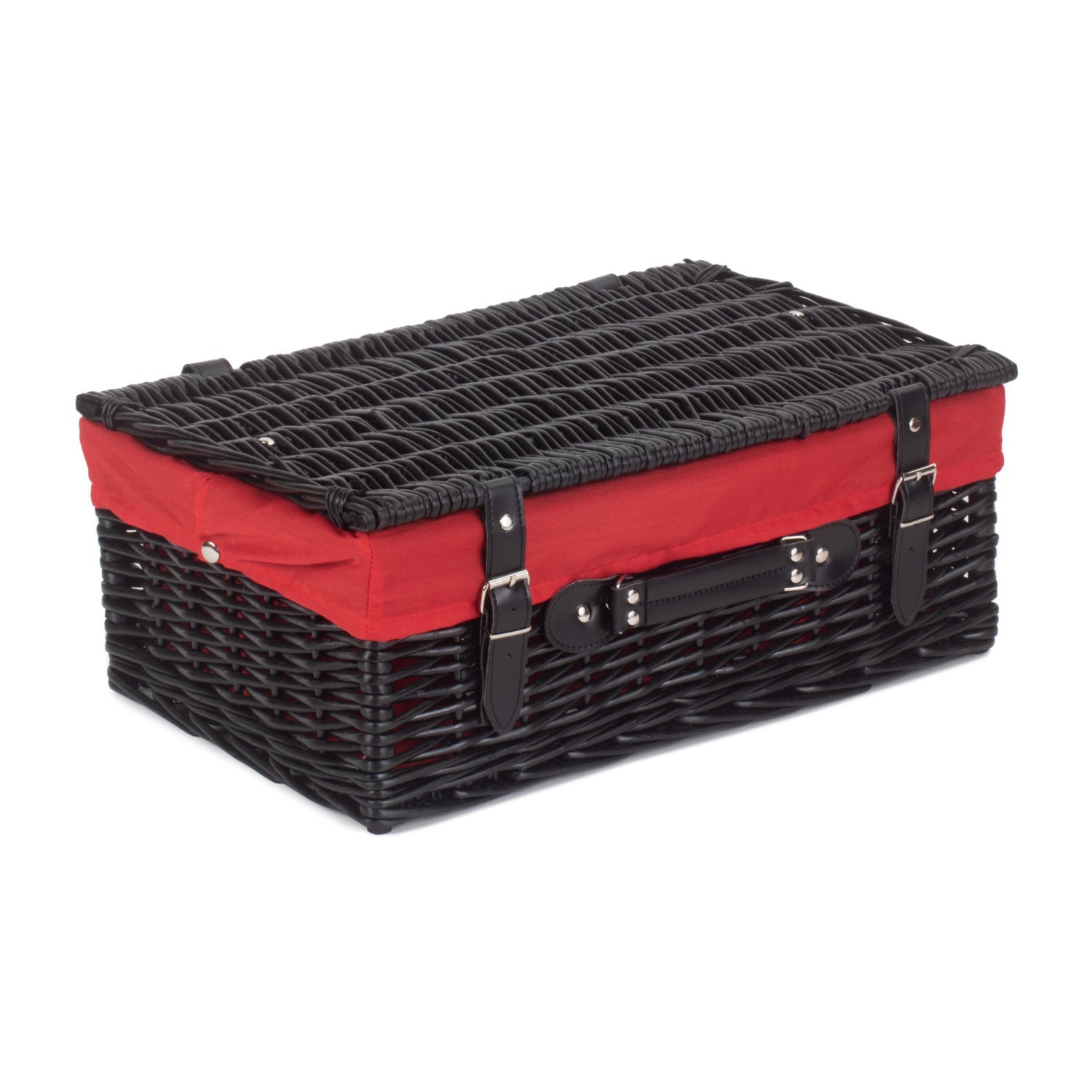18 Inch Black Willow Hamper with Red Lining - REGN