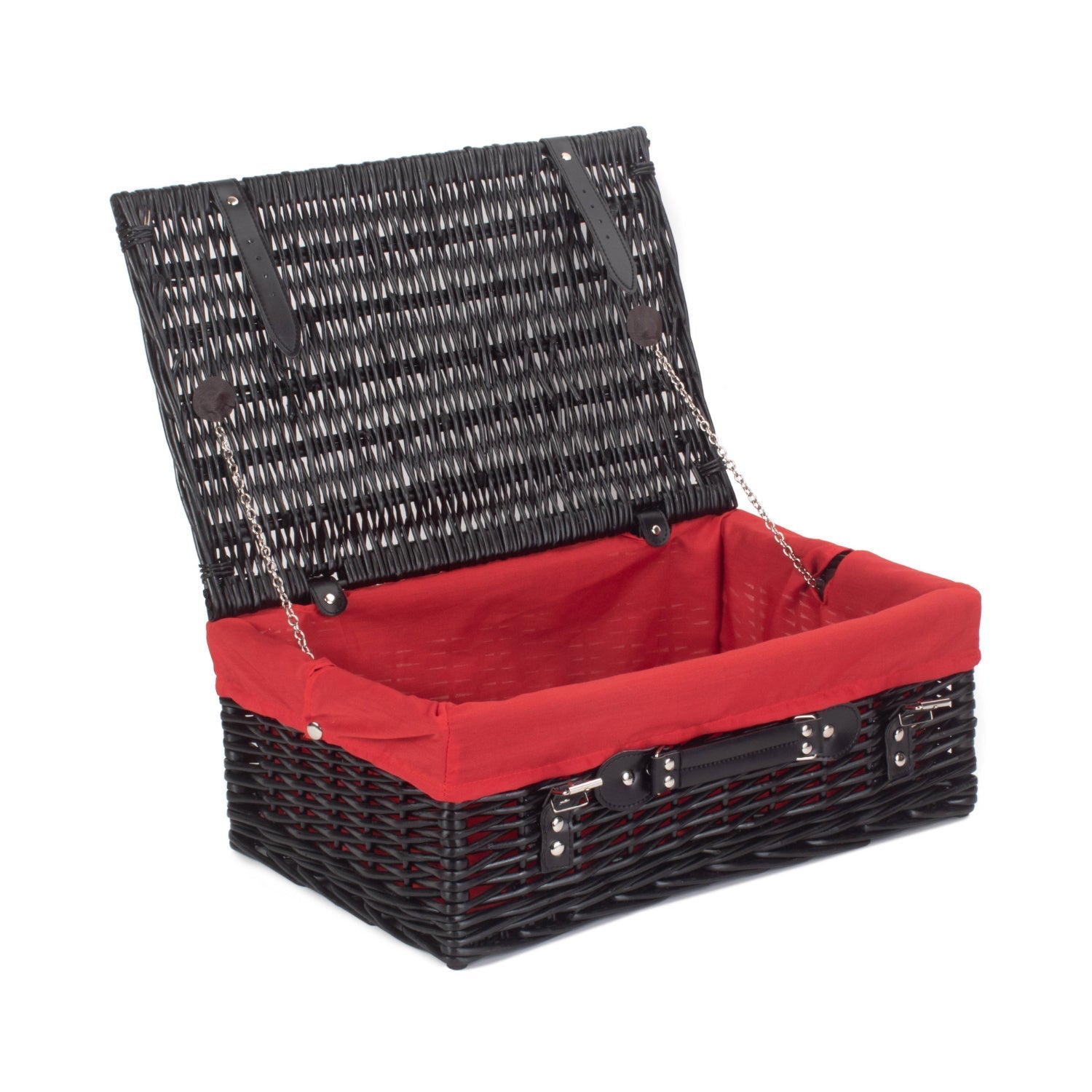 18 Inch Black Willow Hamper with Red Lining - REGN