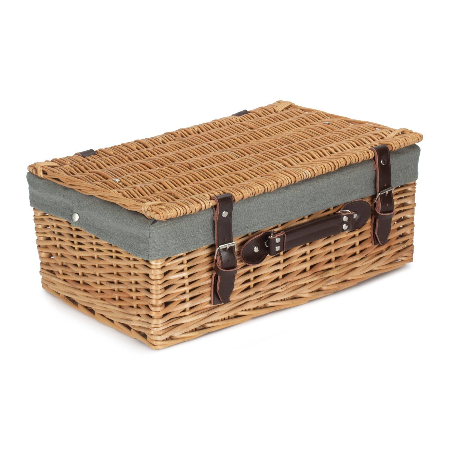 18 Inch Buff Willow Hamper Trunk with Grey Sage Lining - REGN