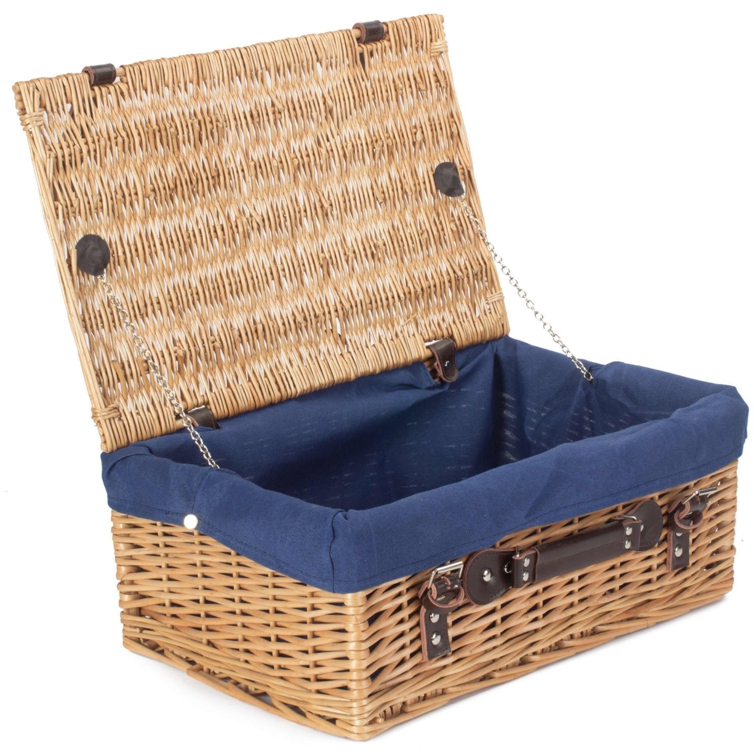 18 Inch Buff Willow Hamper Trunk with Navy Blue Lining - REGN
