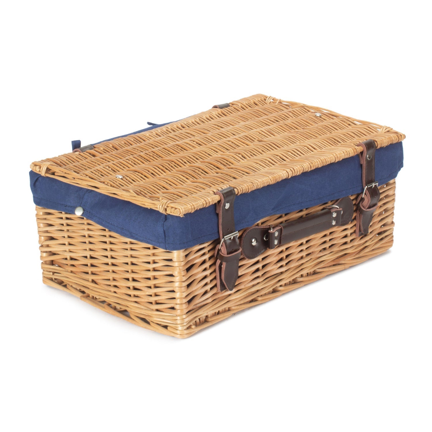 18 Inch Buff Willow Hamper Trunk with Navy Blue Lining - REGN