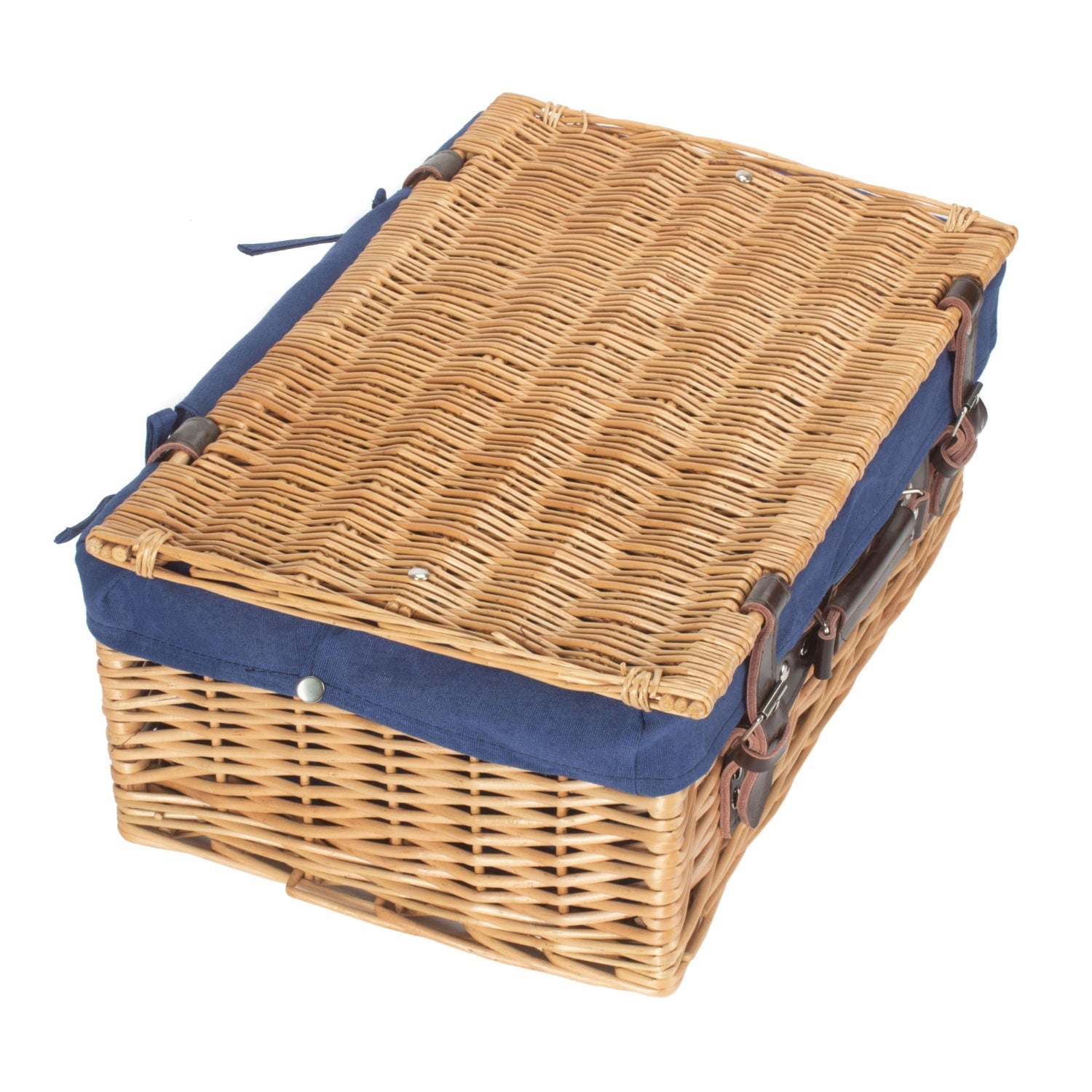 18 Inch Buff Willow Hamper Trunk with Navy Blue Lining - REGN
