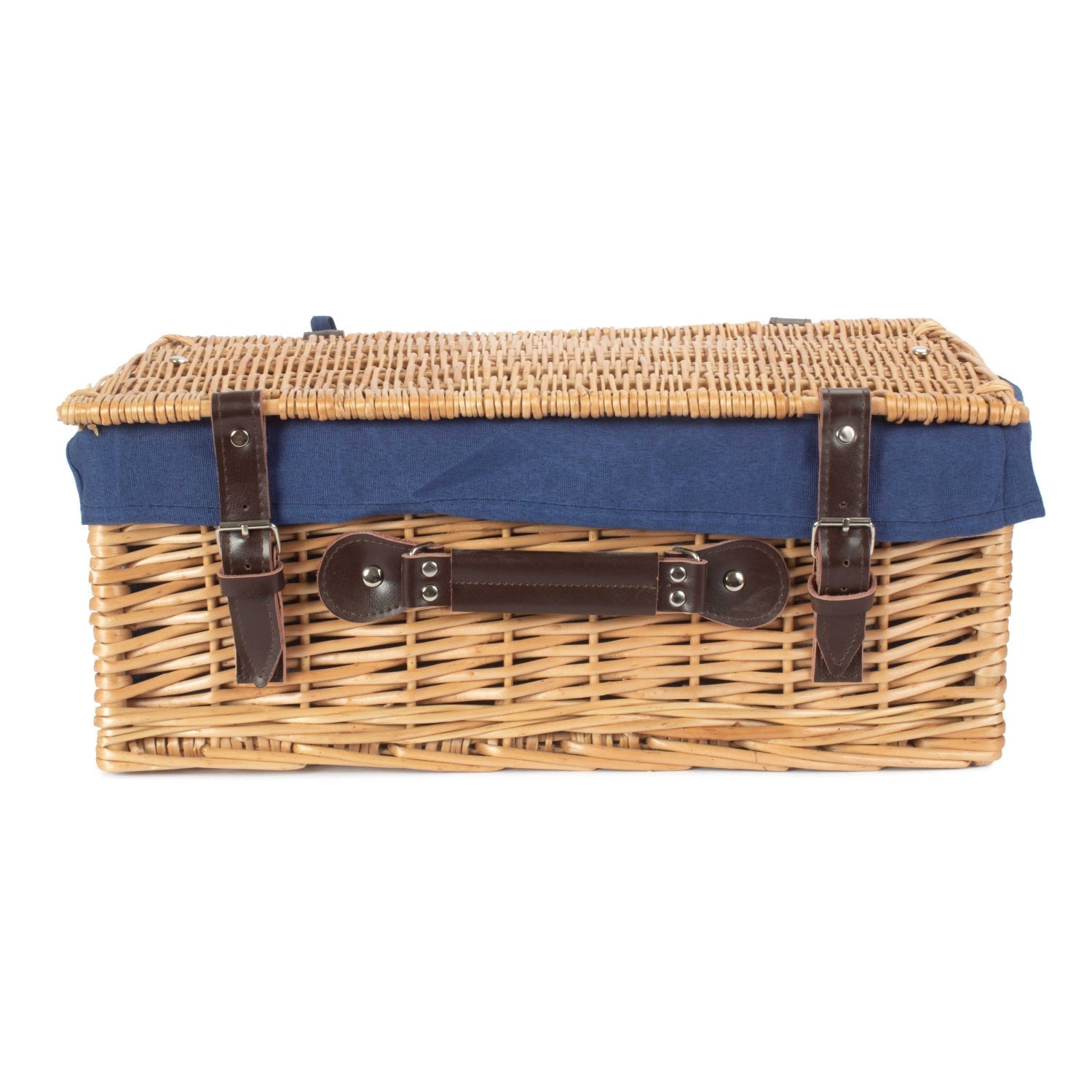 18 Inch Buff Willow Hamper Trunk with Navy Blue Lining - REGN