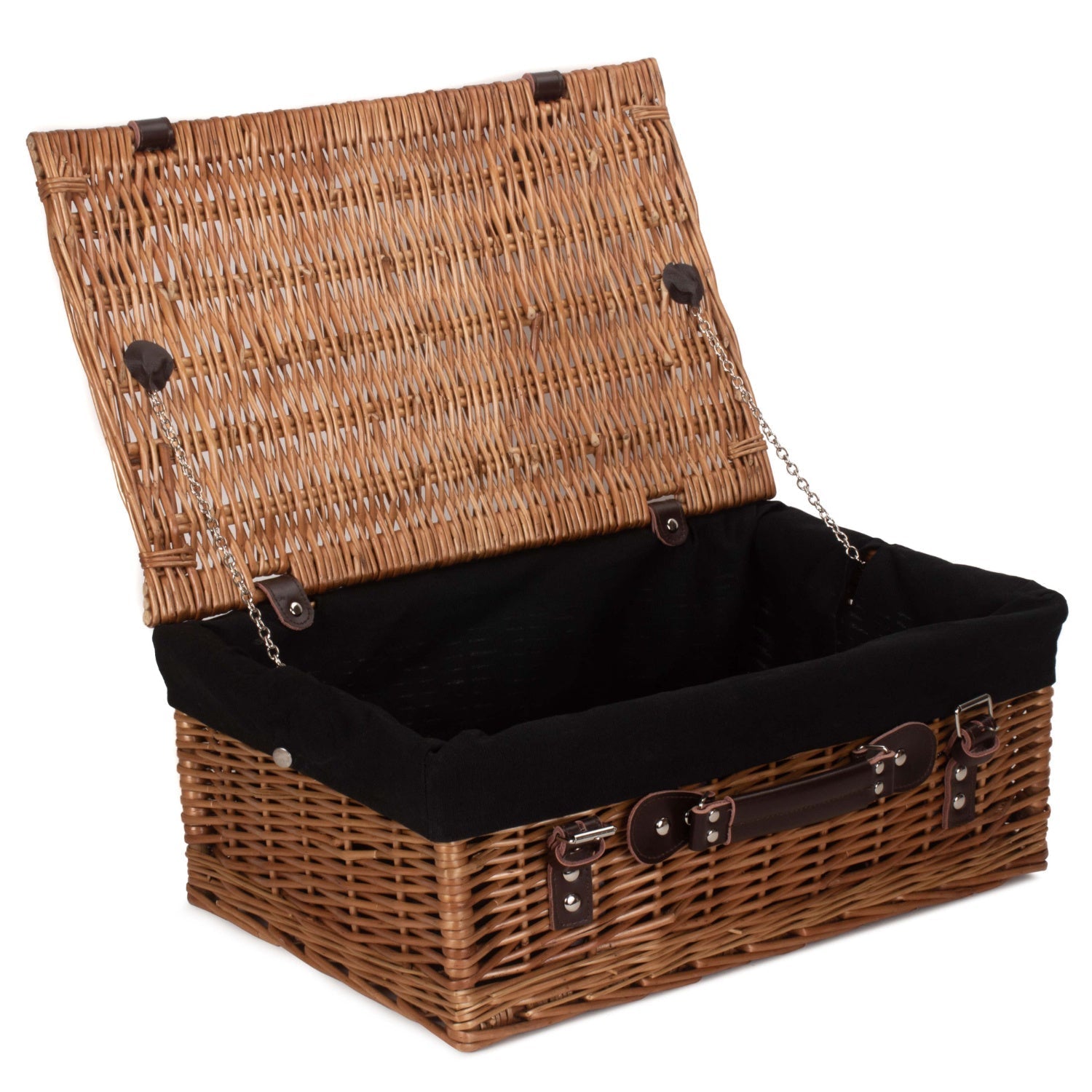 18 Inch Double Steamed Willow Hamper Trunk with Black Lining - REGN