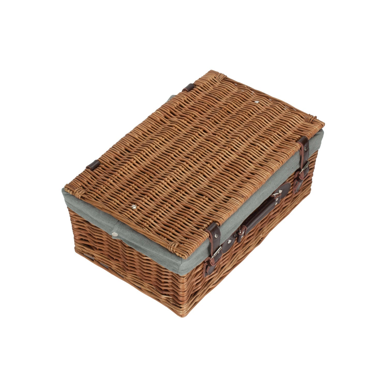 18 Inch Double Steamed Willow Hamper Trunk with Grey Sage Lining - REGN