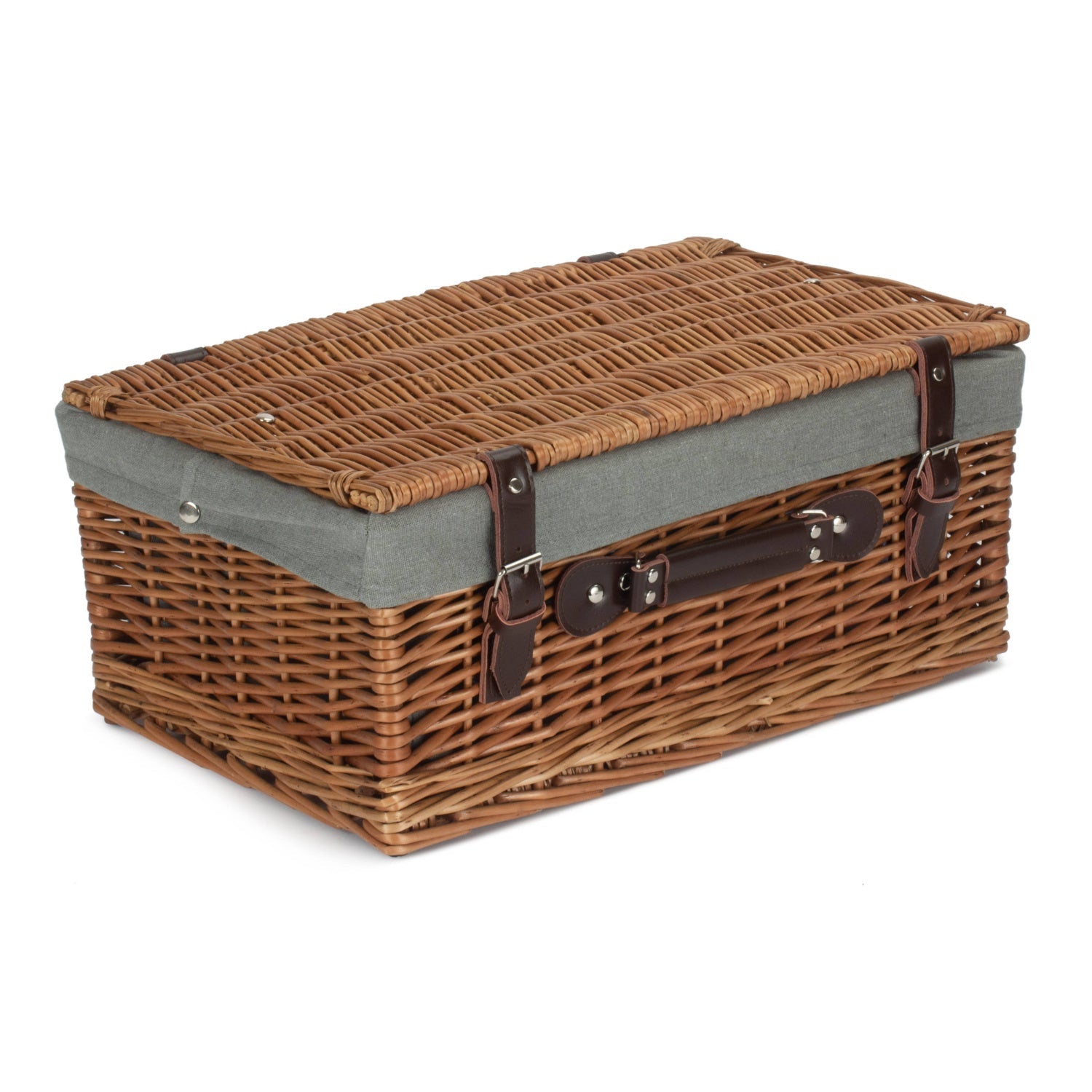 18 Inch Double Steamed Willow Hamper Trunk with Grey Sage Lining - REGN