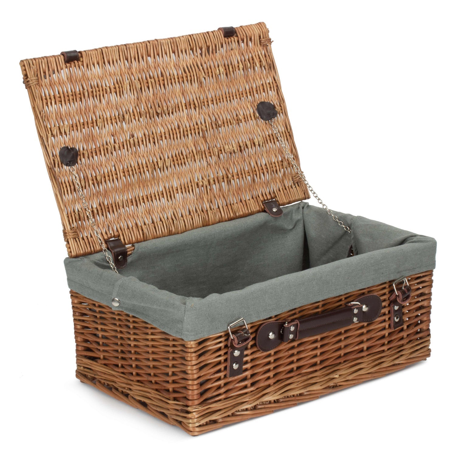 18 Inch Double Steamed Willow Hamper Trunk with Grey Sage Lining - REGN