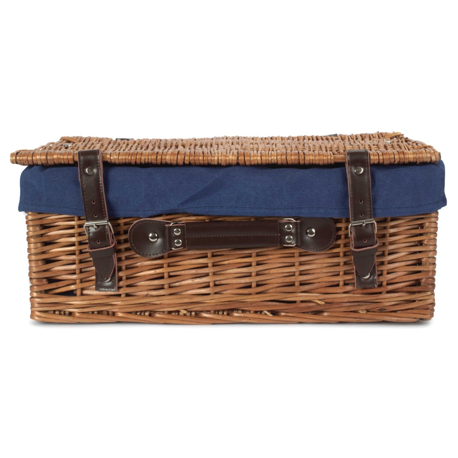18 Inch Double Steamed Willow Hamper Trunk with Navy Blue Lining - REGN