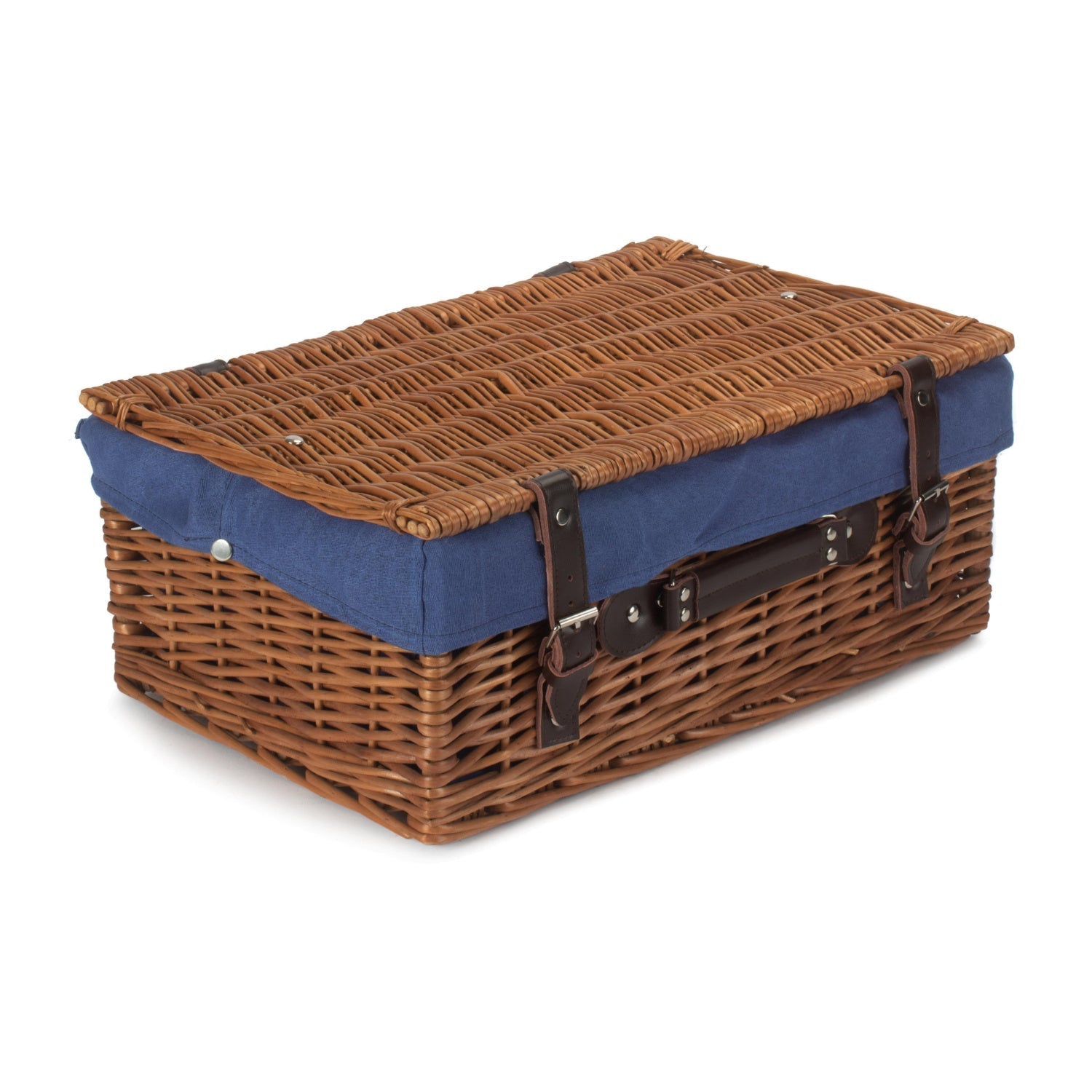 18 Inch Double Steamed Willow Hamper Trunk with Navy Blue Lining - REGN