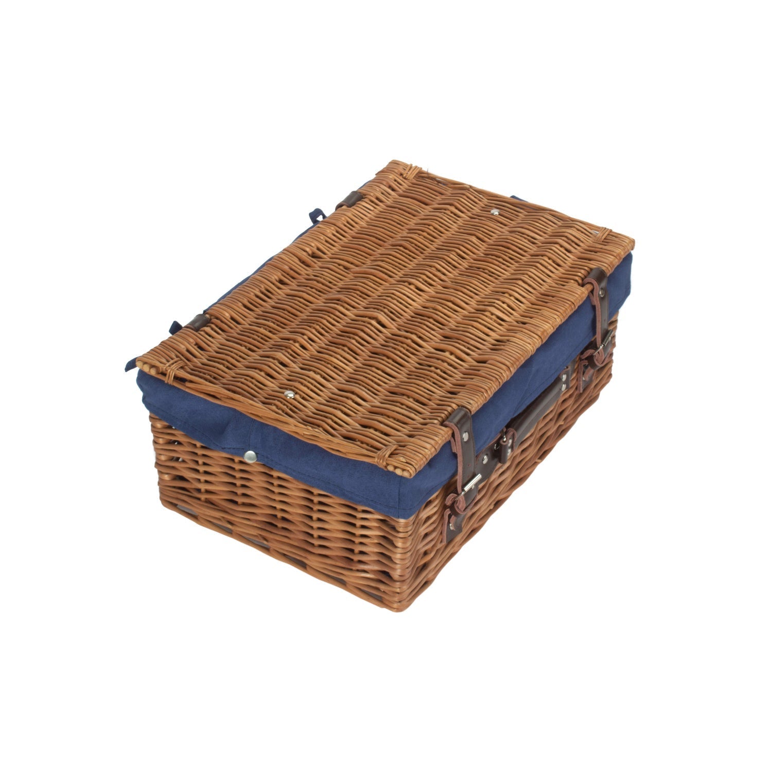 18 Inch Double Steamed Willow Hamper Trunk with Navy Blue Lining - REGN