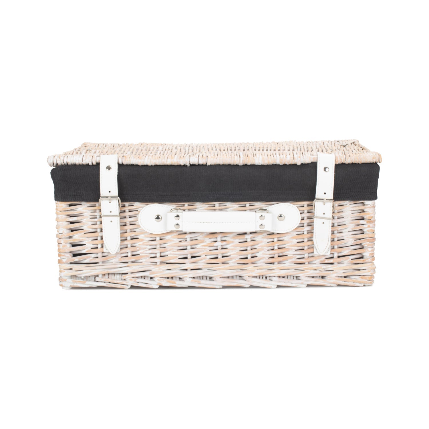 18 Inch White Wash Willow Hamper with Black Lining - REGN