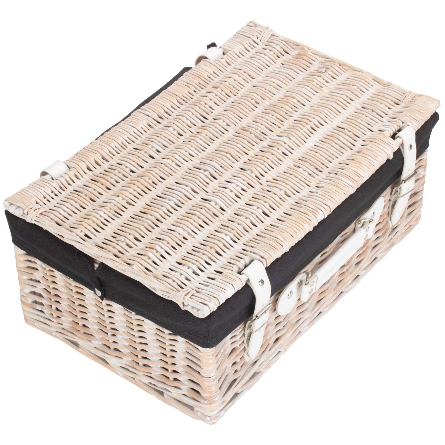 18 Inch White Wash Willow Hamper with Black Lining - REGN