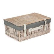 18 Inch White Wash Willow Hamper with Grey Sage Lining - REGN