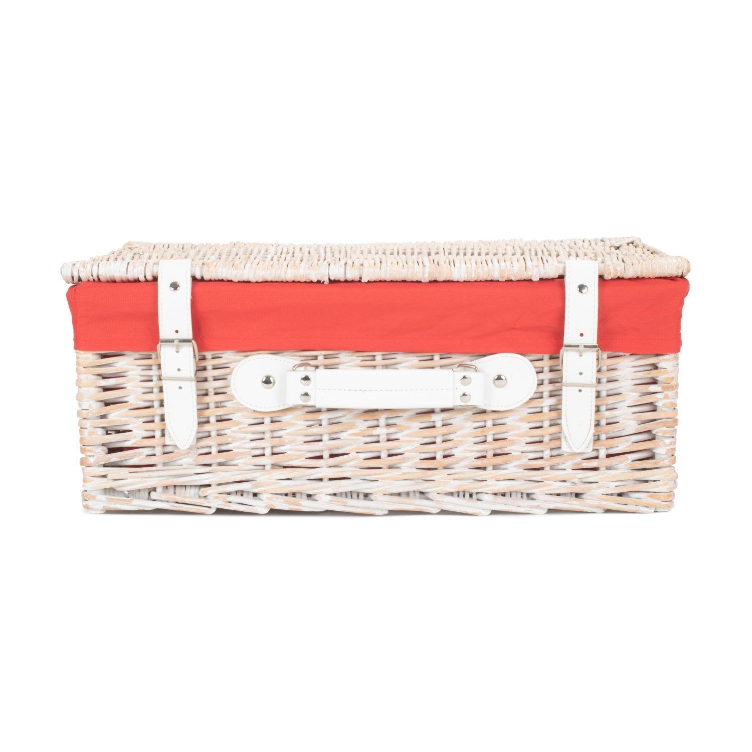 18 Inch White Wash Willow Hamper with Red Lining - REGN