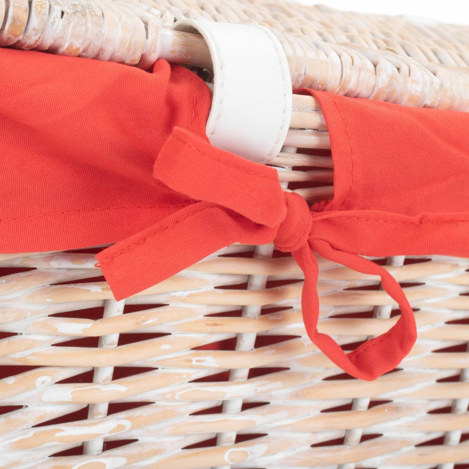 18 Inch White Wash Willow Hamper with Red Lining - REGN