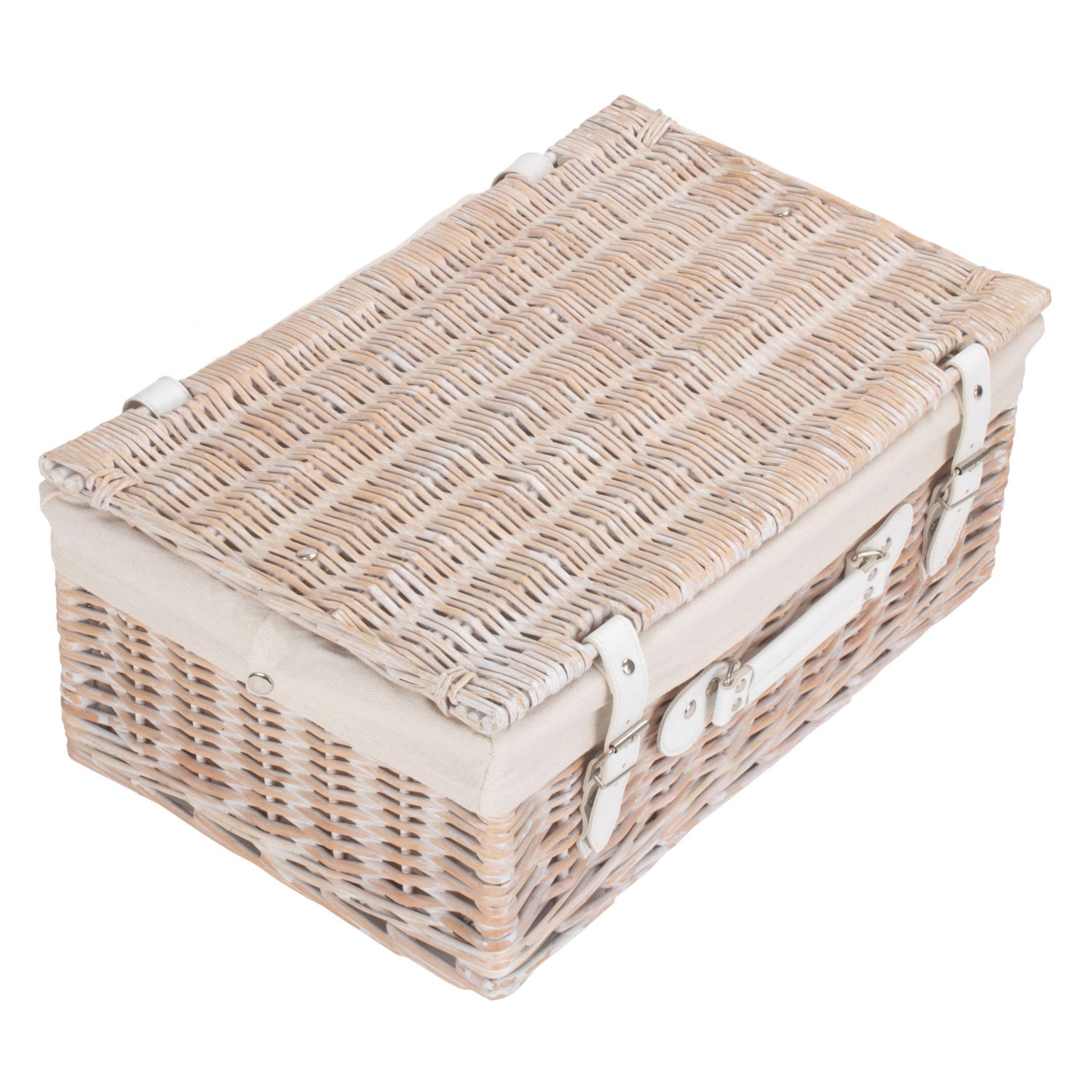 18 Inch White Wash Willow Hamper with White Lining - REGN