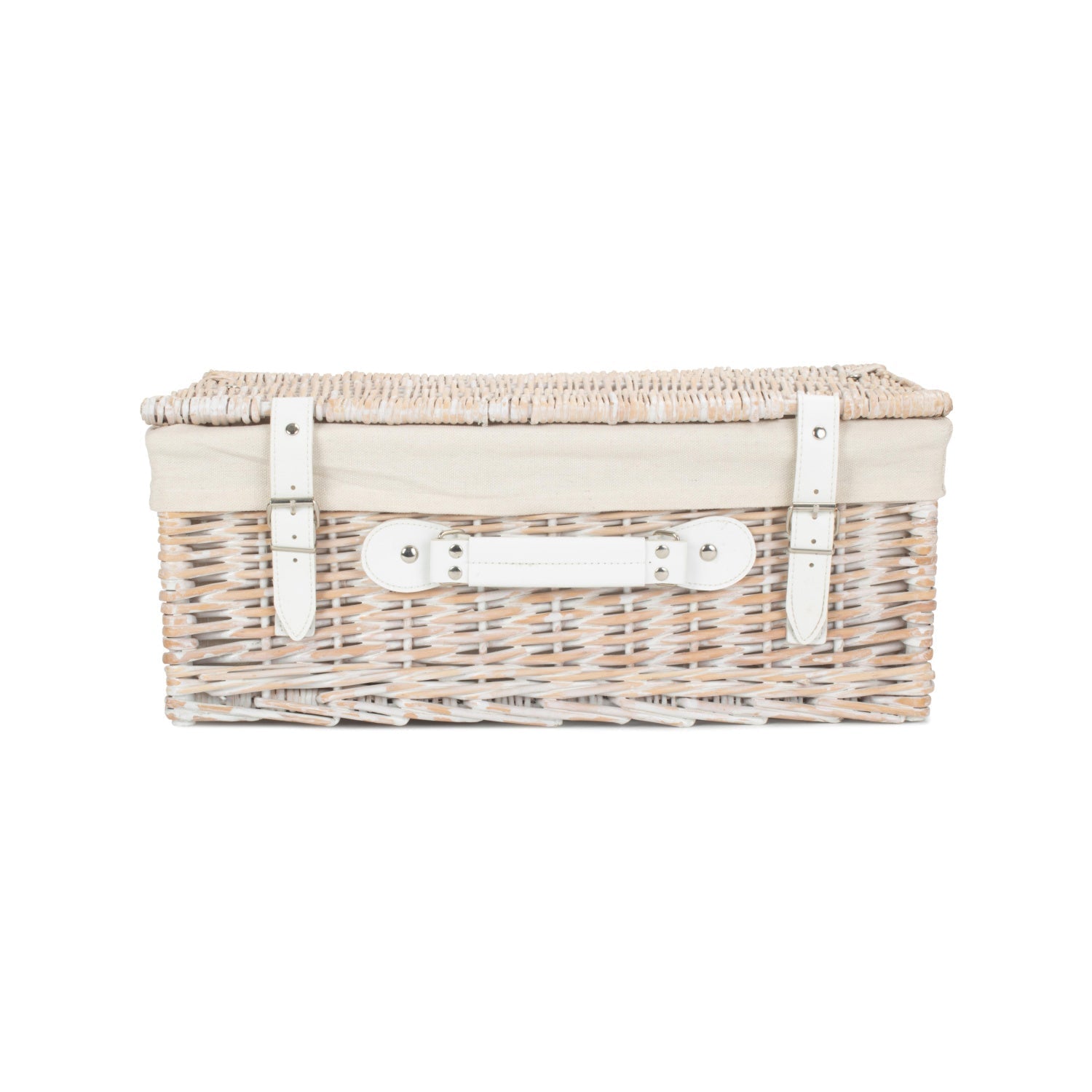 18 Inch White Wash Willow Hamper with White Lining - REGN