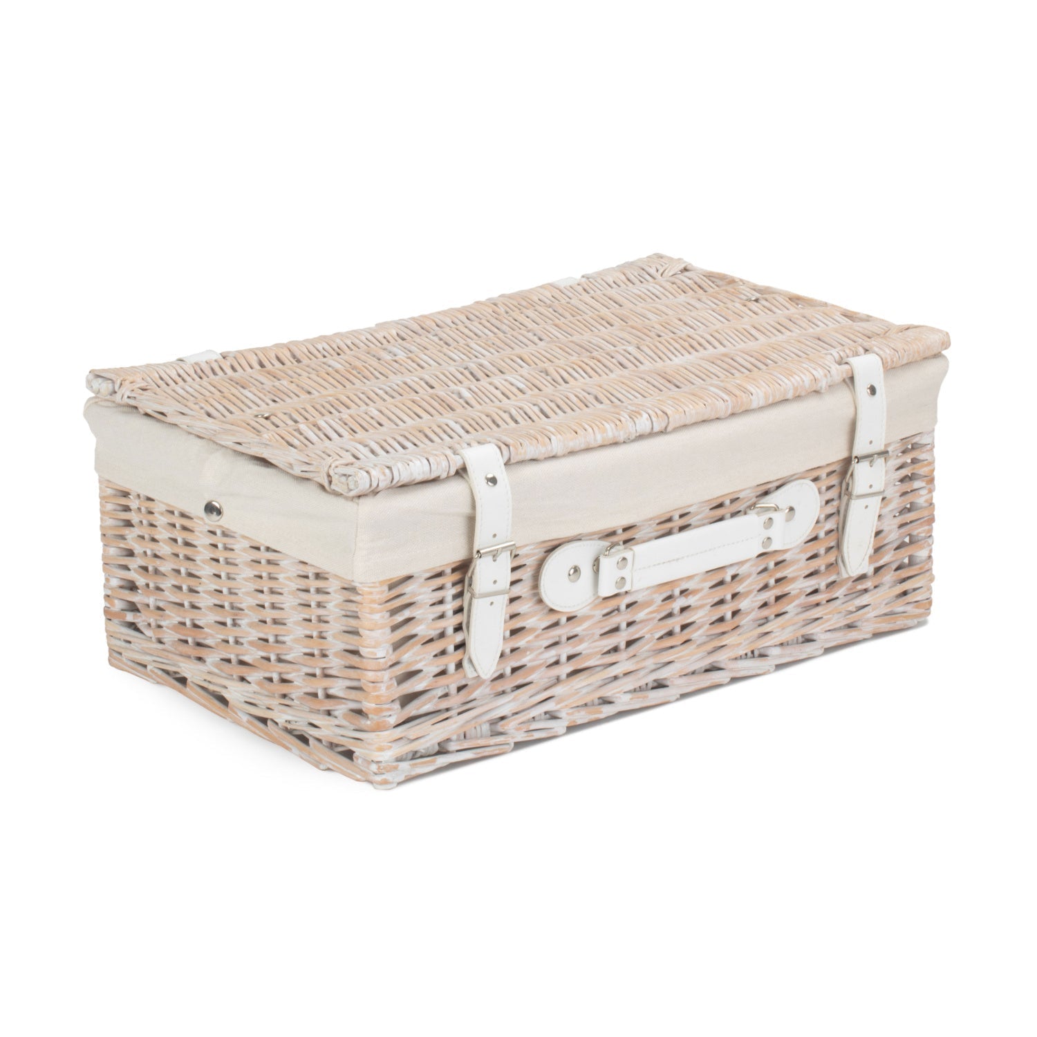 18 Inch White Wash Willow Hamper with White Lining - REGN