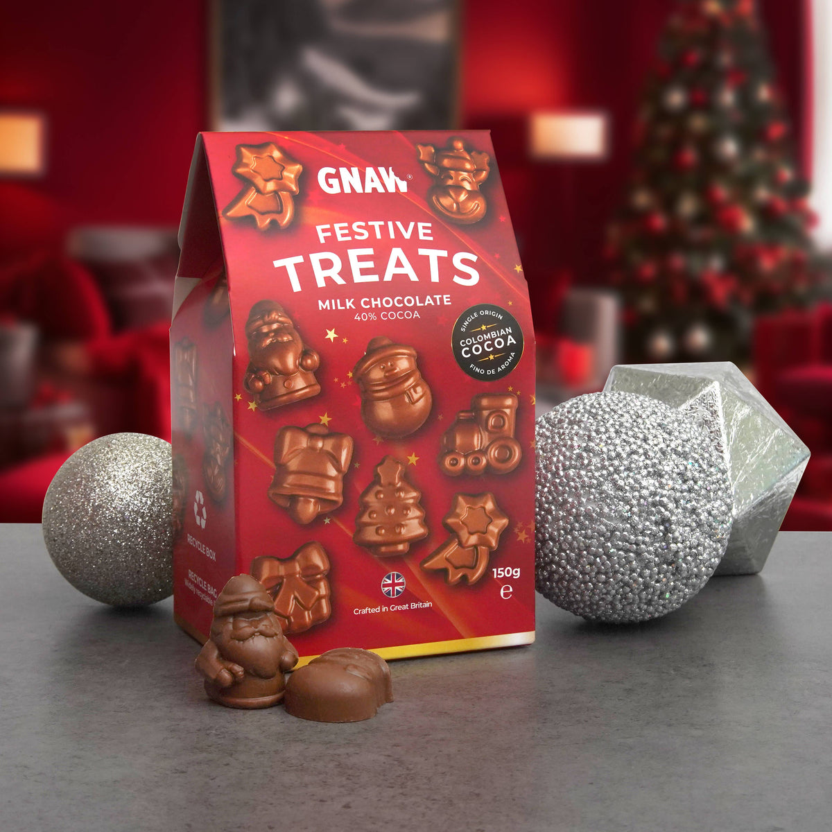 GNAW Mini Christmas Chocolate Treats | 40% Colombian Milk Chocolate Festive Shapes