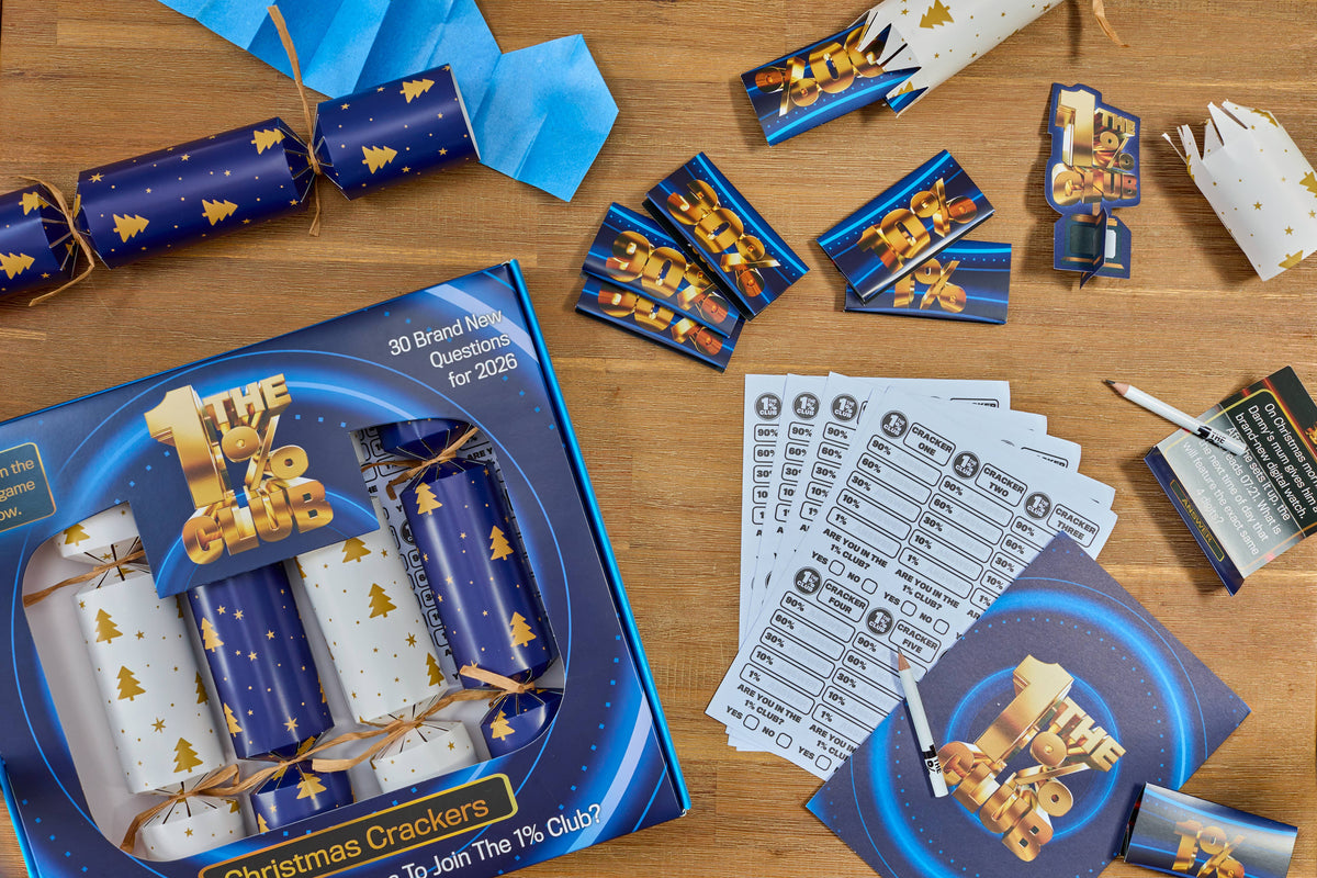 The 1% Club 2026 Christmas Crackers | 6 Crackers & Family Game | NEW for Christmas 2026