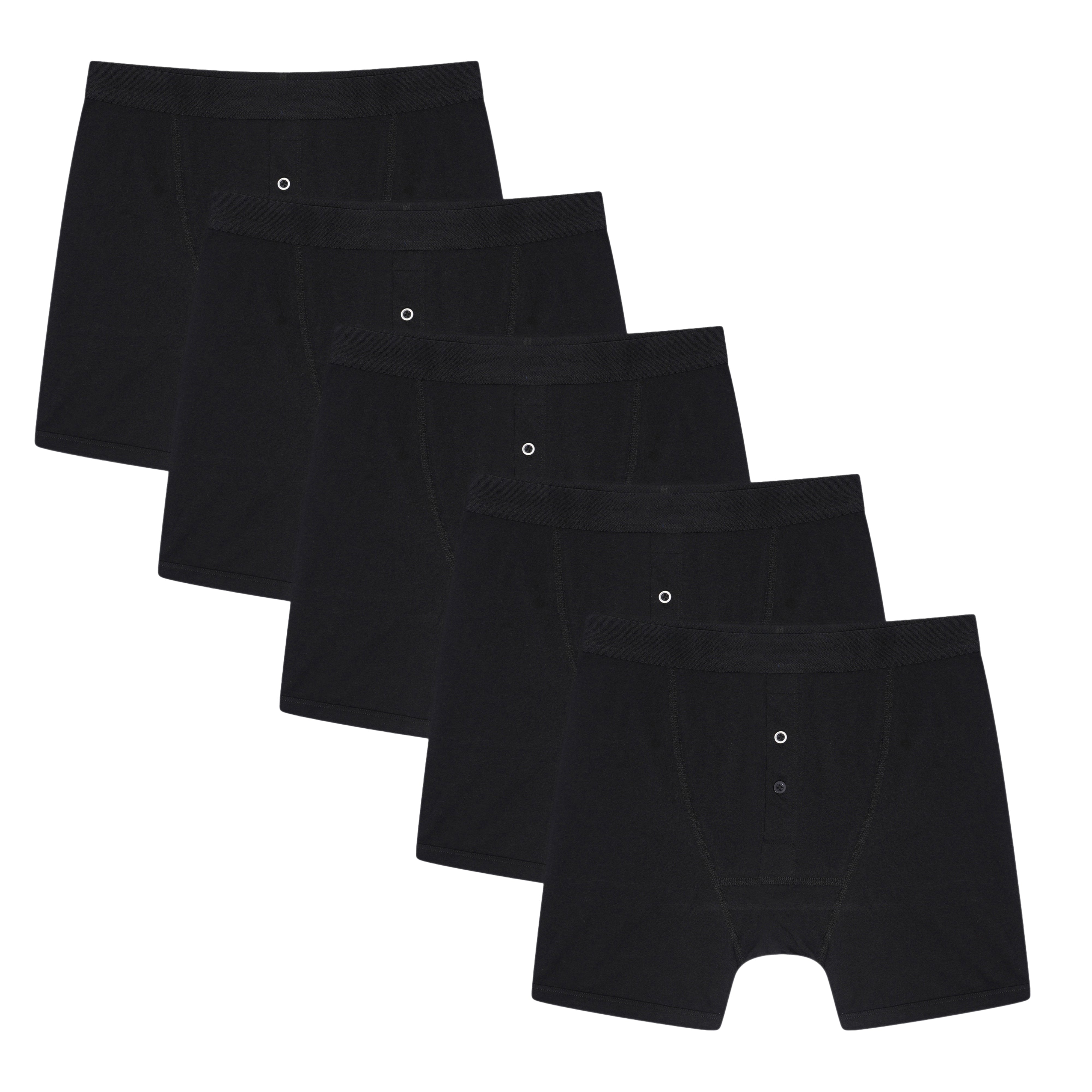 Sock Stack Men's Cotton Button Fly Boxer Shorts Pack Of 5 Breathable Stretch Gym Sports