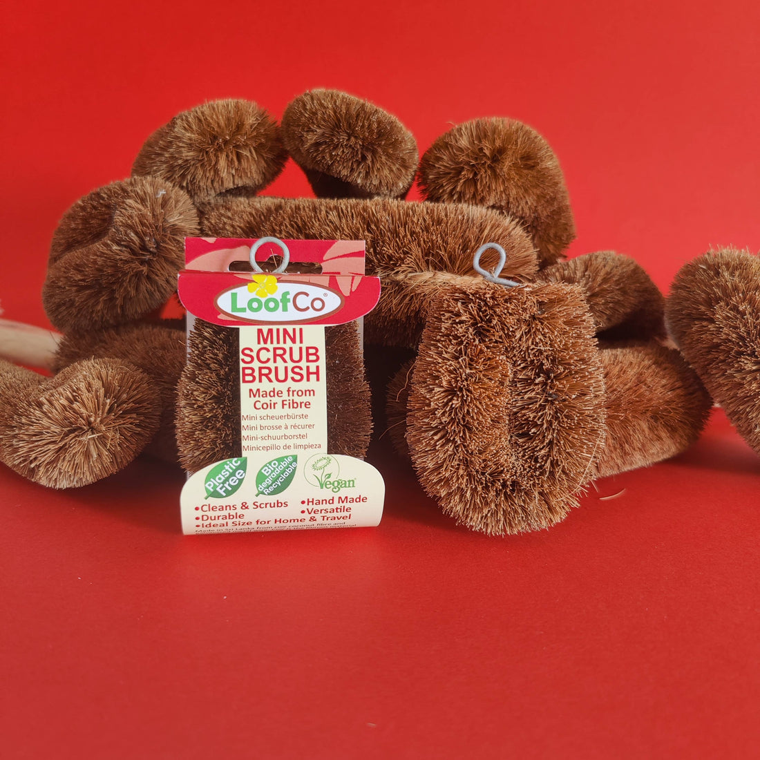 LoofCo Mini Scrub Brush – Natural Coconut Coir Fibre Cleaning Brush