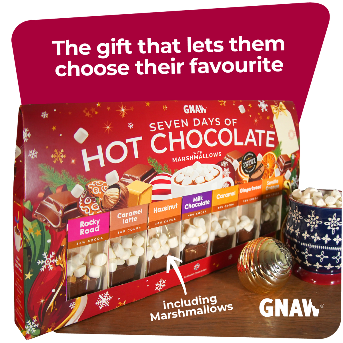 Seven Days of Christmas Hot Chocolate Spoon Gift Set | 7 Festive Hot Chocolate Spoons with Marshmallows