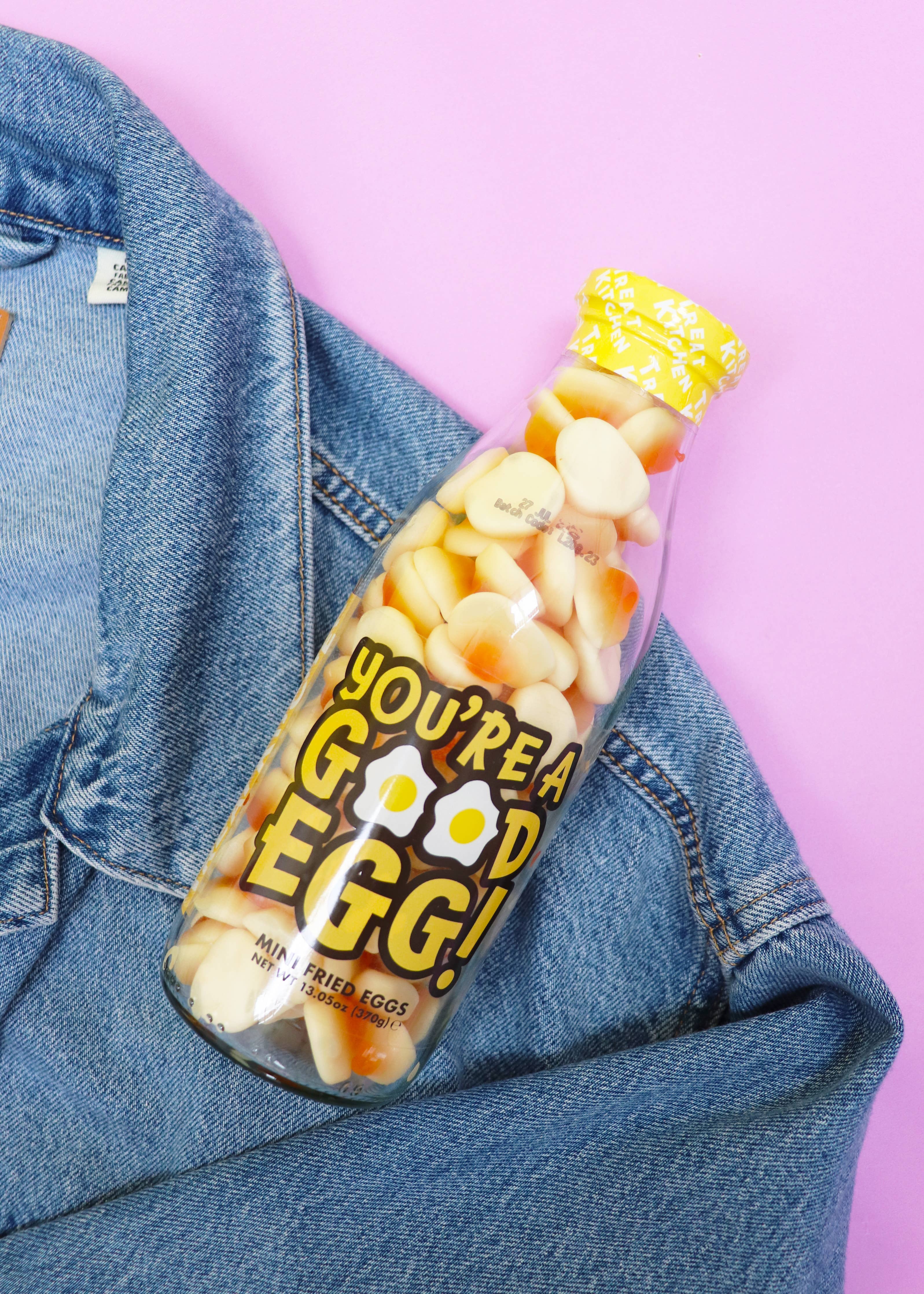 You're A Good Egg Gummy Fried Eggs Gift Bottle | Retro Sweet Gift | Reusable Glass Bottle