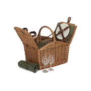 2 Person Green Tweed Double Lidded Hamper - REGN