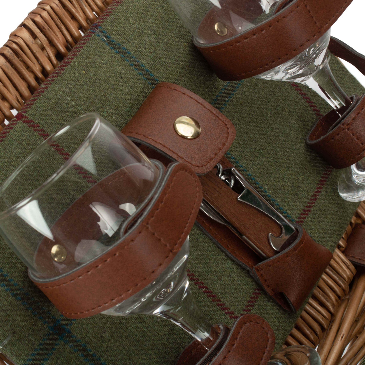 2 Person Green Tweed Double Lidded Hamper - REGN