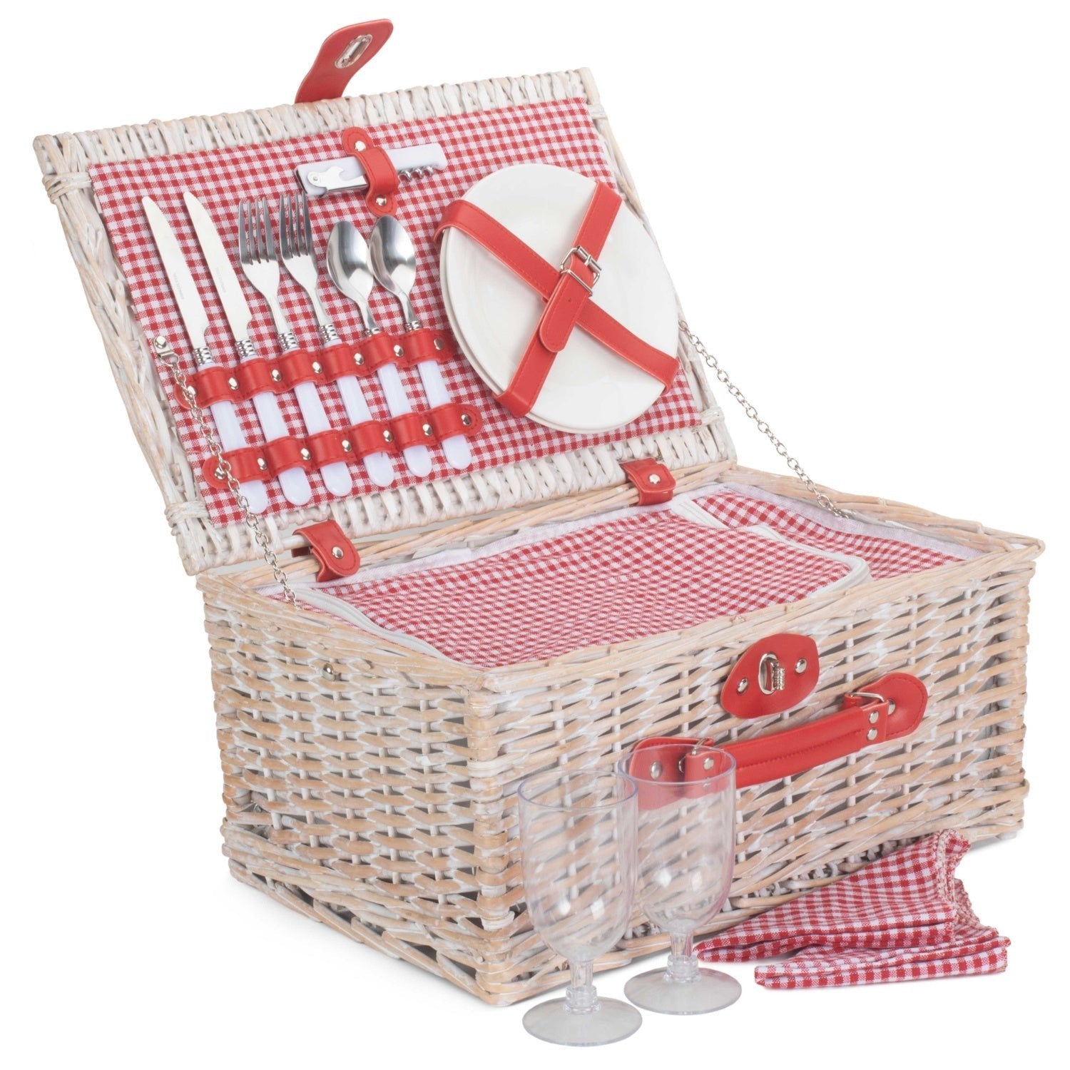 2 Person Red & White Gingham Fitted Hamper - REGN