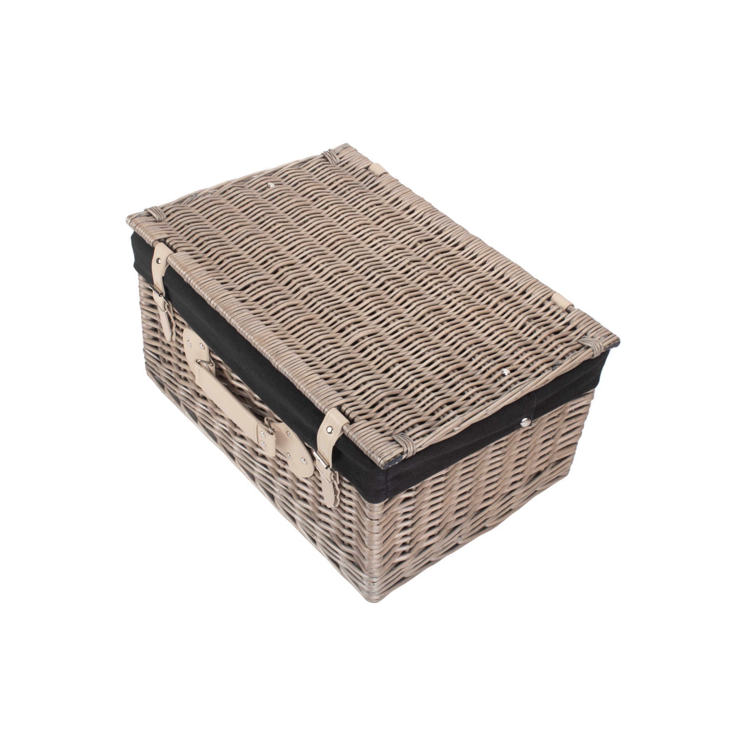 20 Inch Antique Wash Willow Hamper with Black Lining - REGN