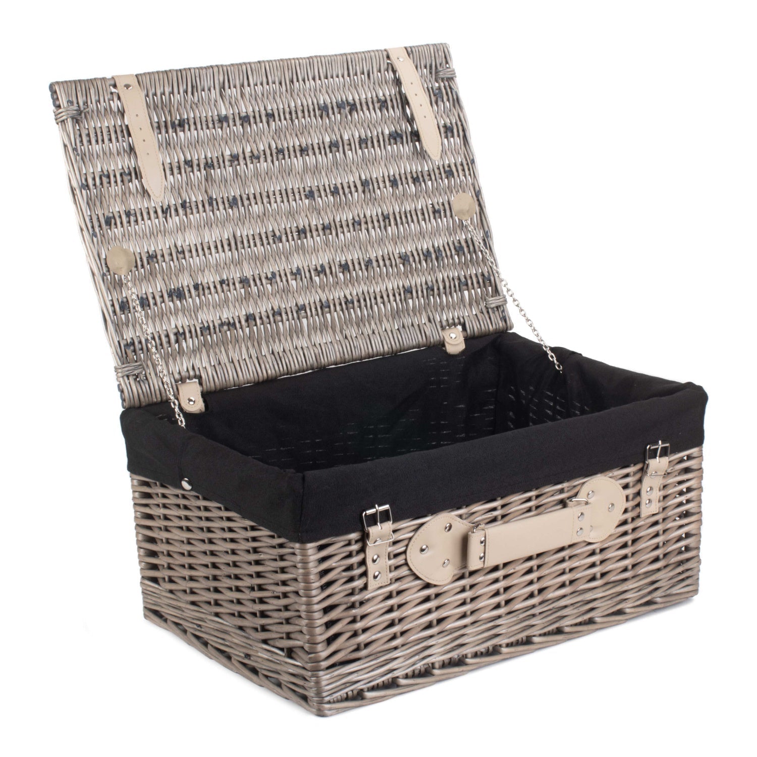 20 Inch Antique Wash Willow Hamper with Black Lining - REGN