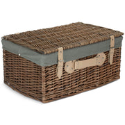 20 Inch Antique Wash Willow Hamper with Grey Sage Lining - REGN