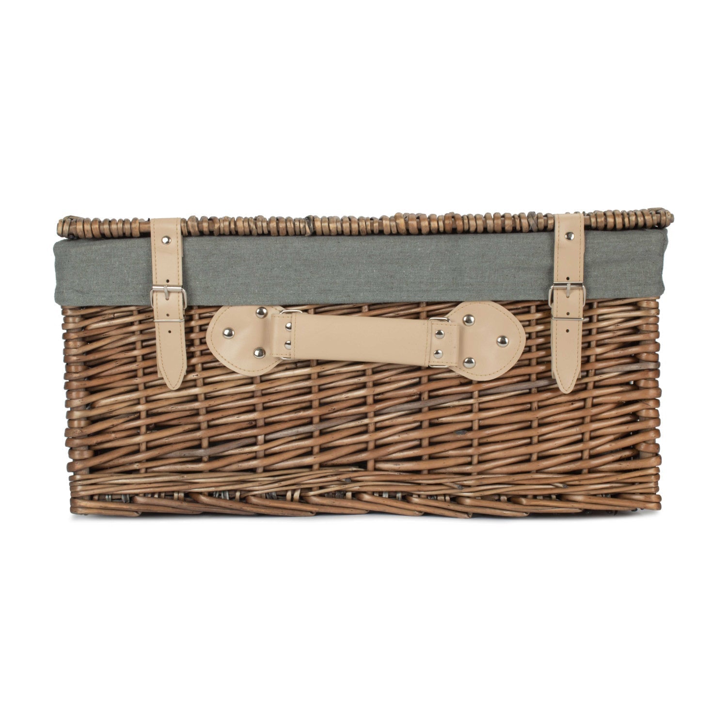 20 Inch Antique Wash Willow Hamper with Grey Sage Lining - REGN