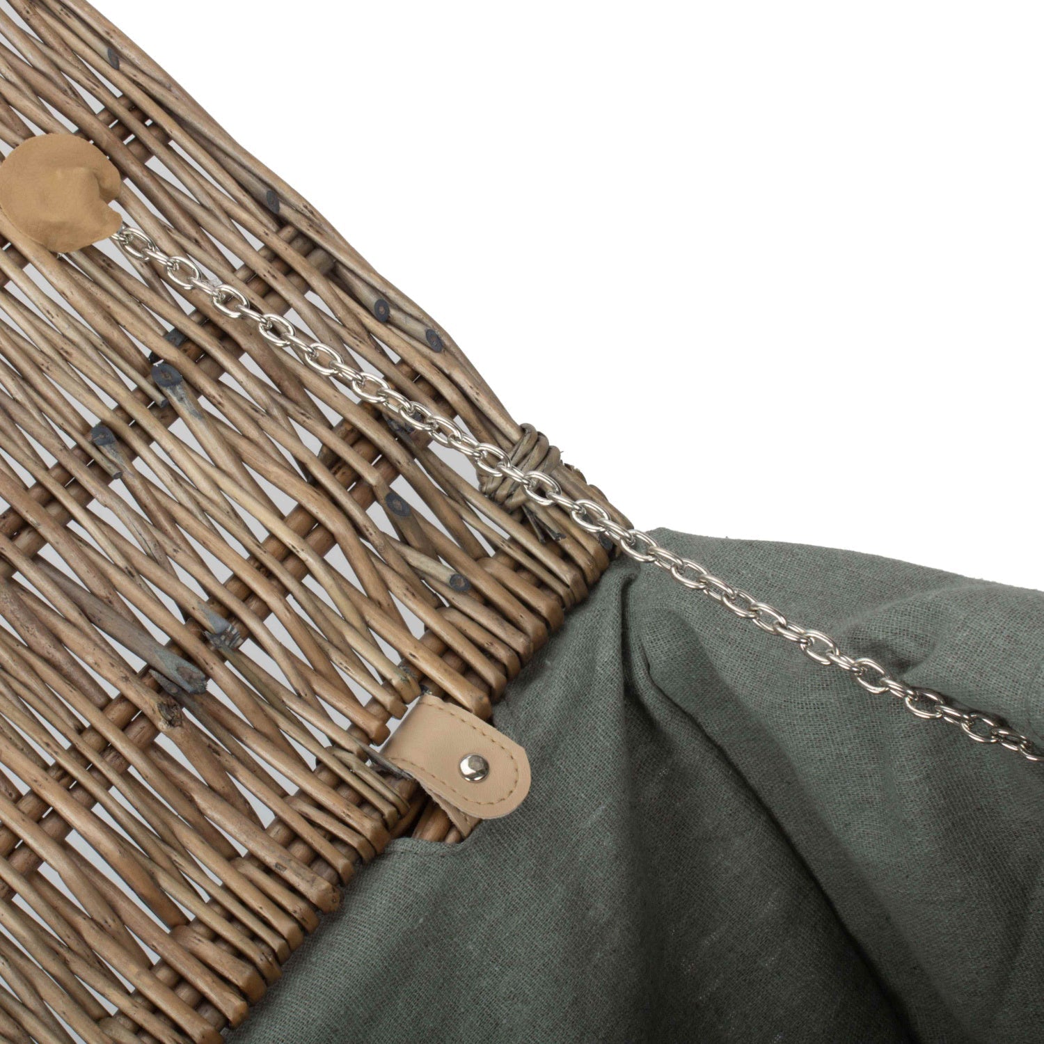 20 Inch Antique Wash Willow Hamper with Grey Sage Lining - REGN