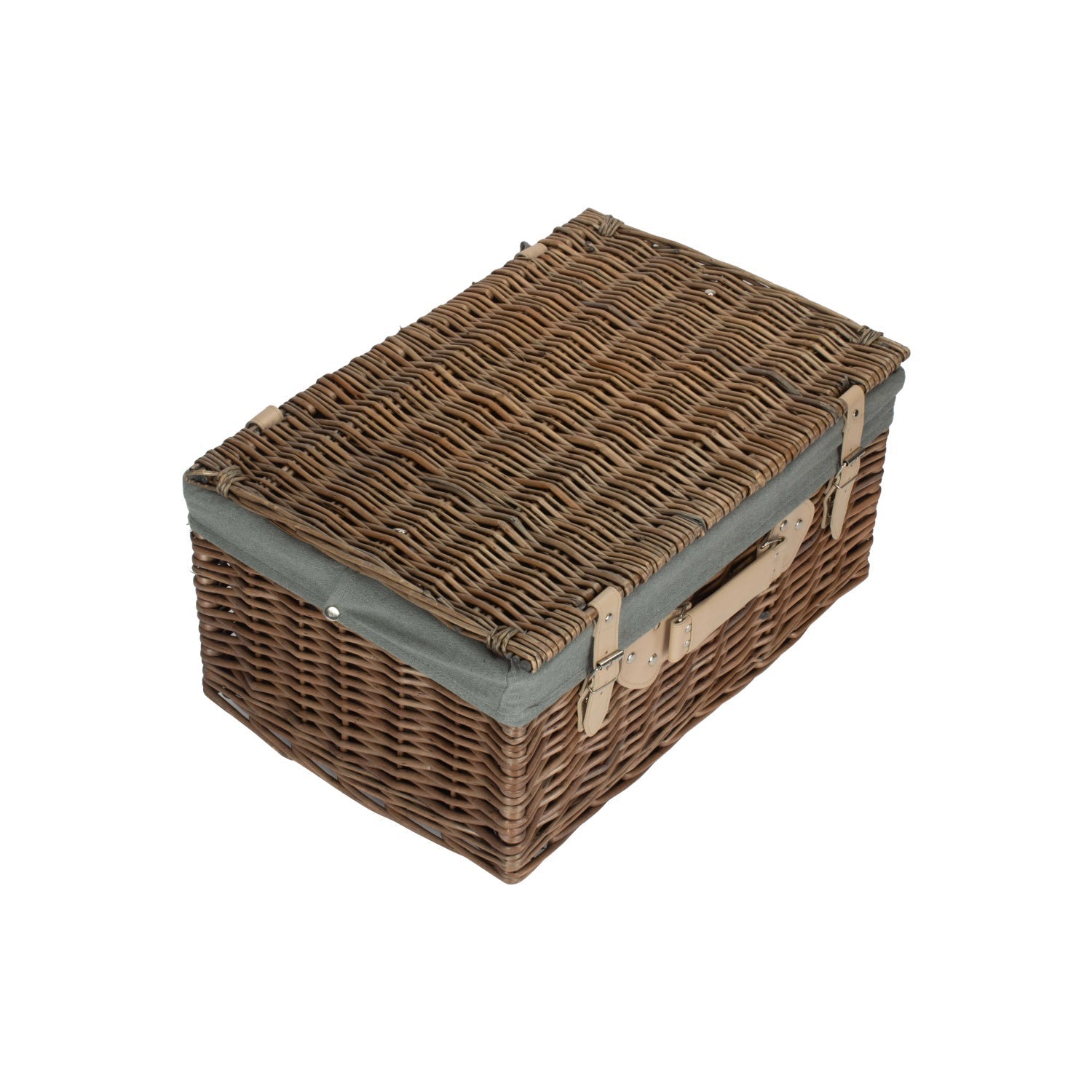 20 Inch Antique Wash Willow Hamper with Grey Sage Lining - REGN