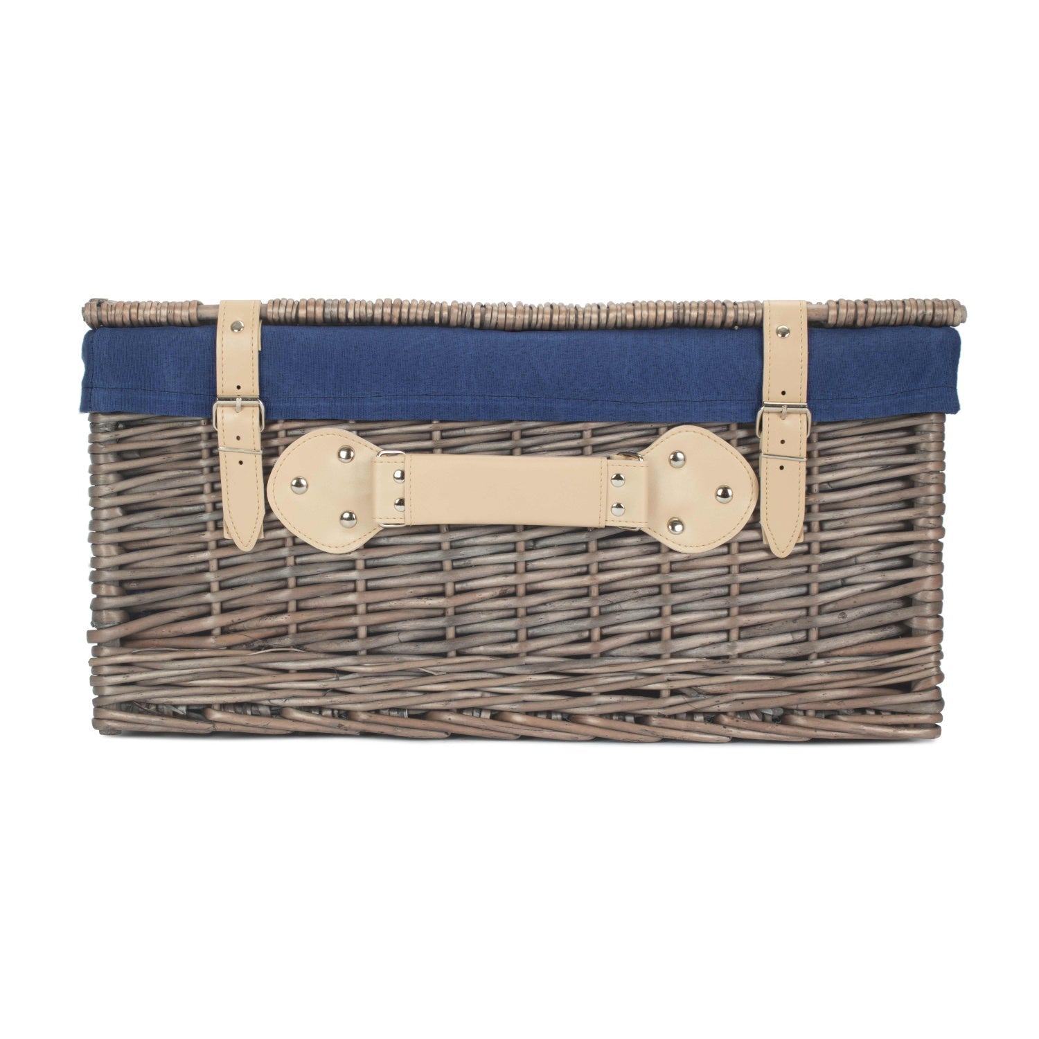 20 Inch Antique Wash Willow Hamper with Navy Blue Lining - REGN