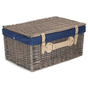 20 Inch Antique Wash Willow Hamper with Navy Blue Lining - REGN