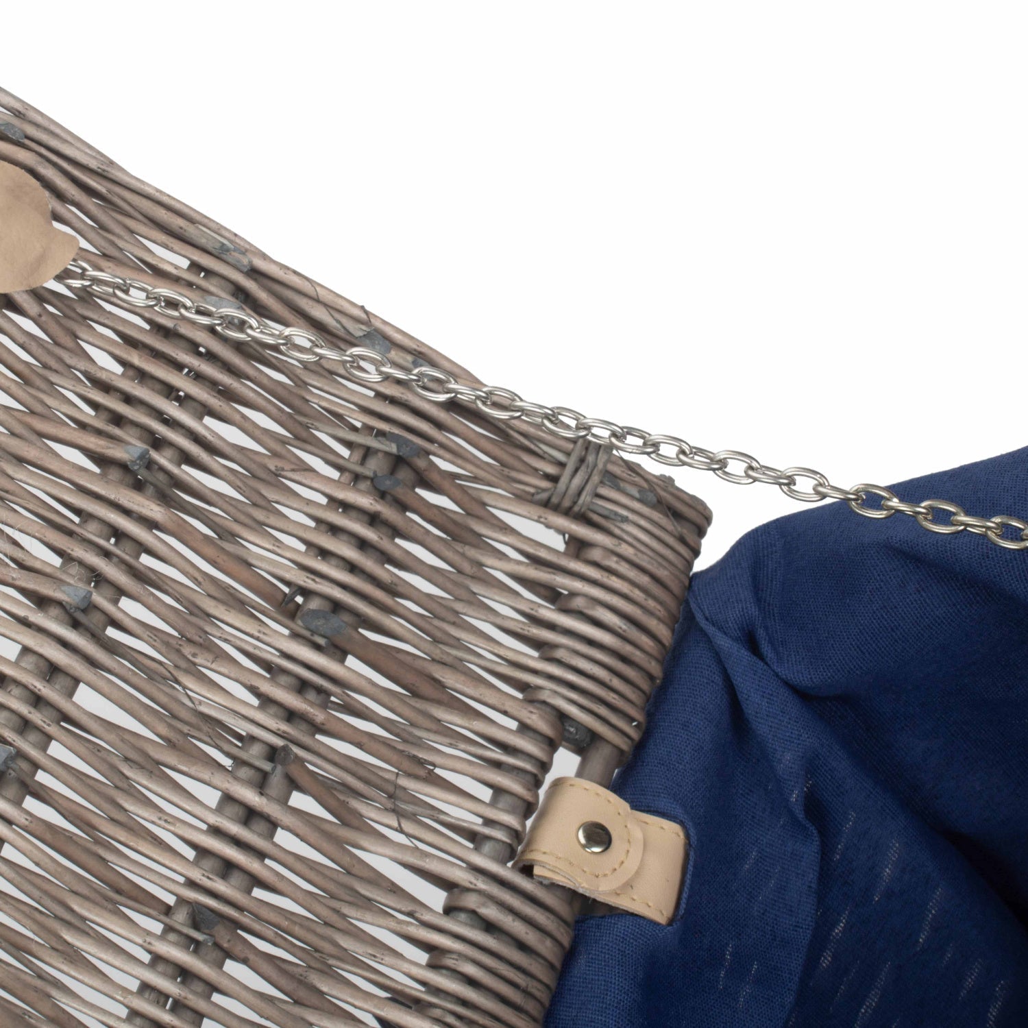 20 Inch Antique Wash Willow Hamper with Navy Blue Lining - REGN