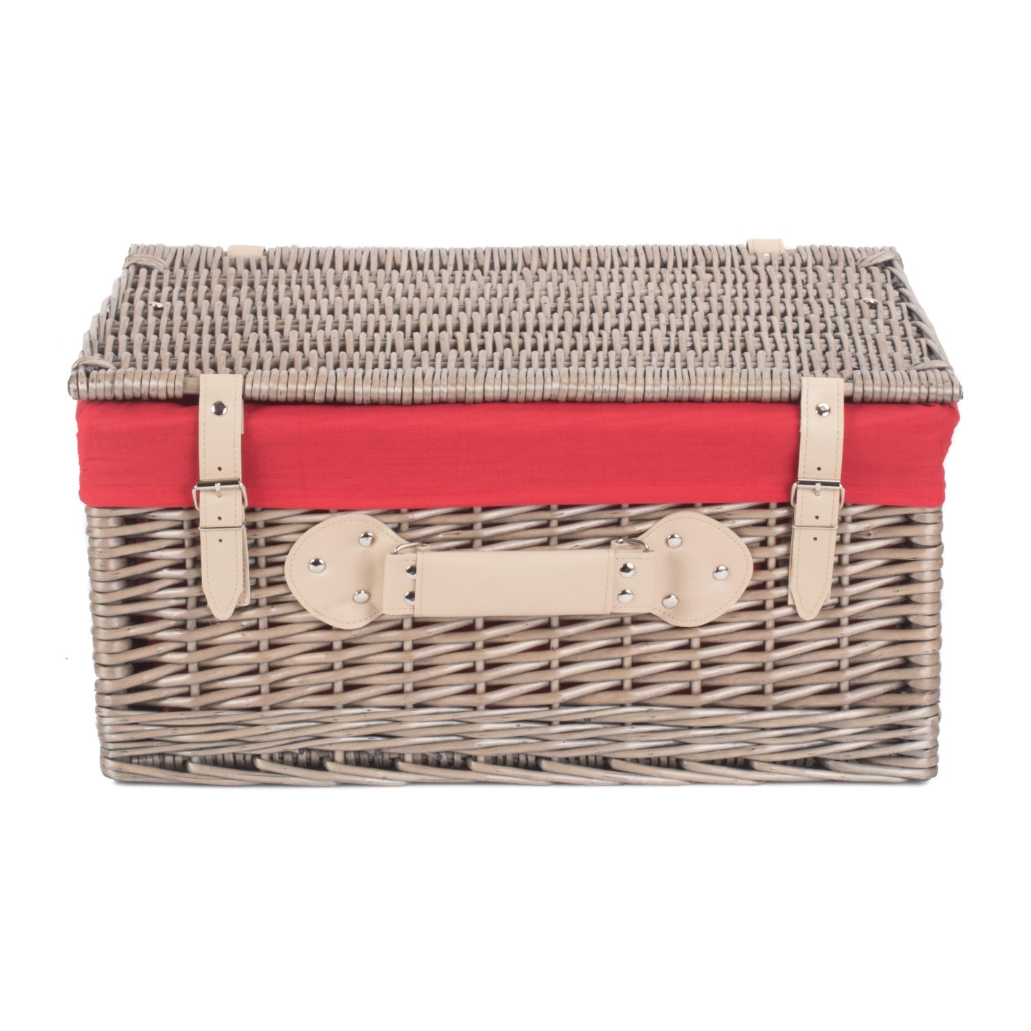 20 Inch Antique Wash Willow Hamper with Red Lining - REGN