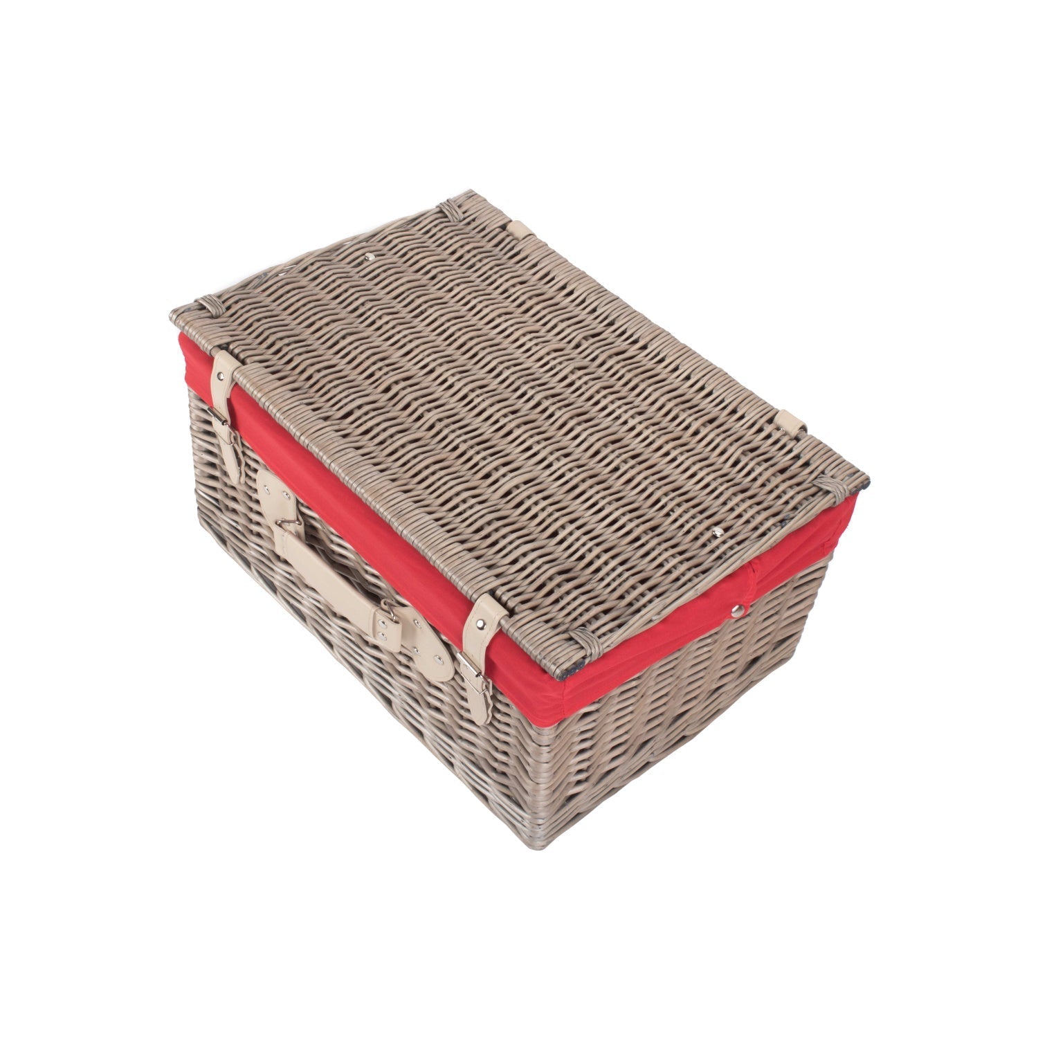20 Inch Antique Wash Willow Hamper with Red Lining - REGN