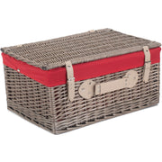 20 Inch Antique Wash Willow Hamper with Red Lining - REGN